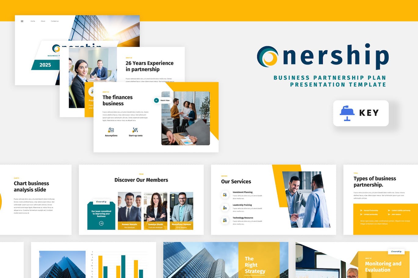 商业伙伴关系计划演示文稿Keynote模板 ONERSHIP – Business Plan Keynote Template