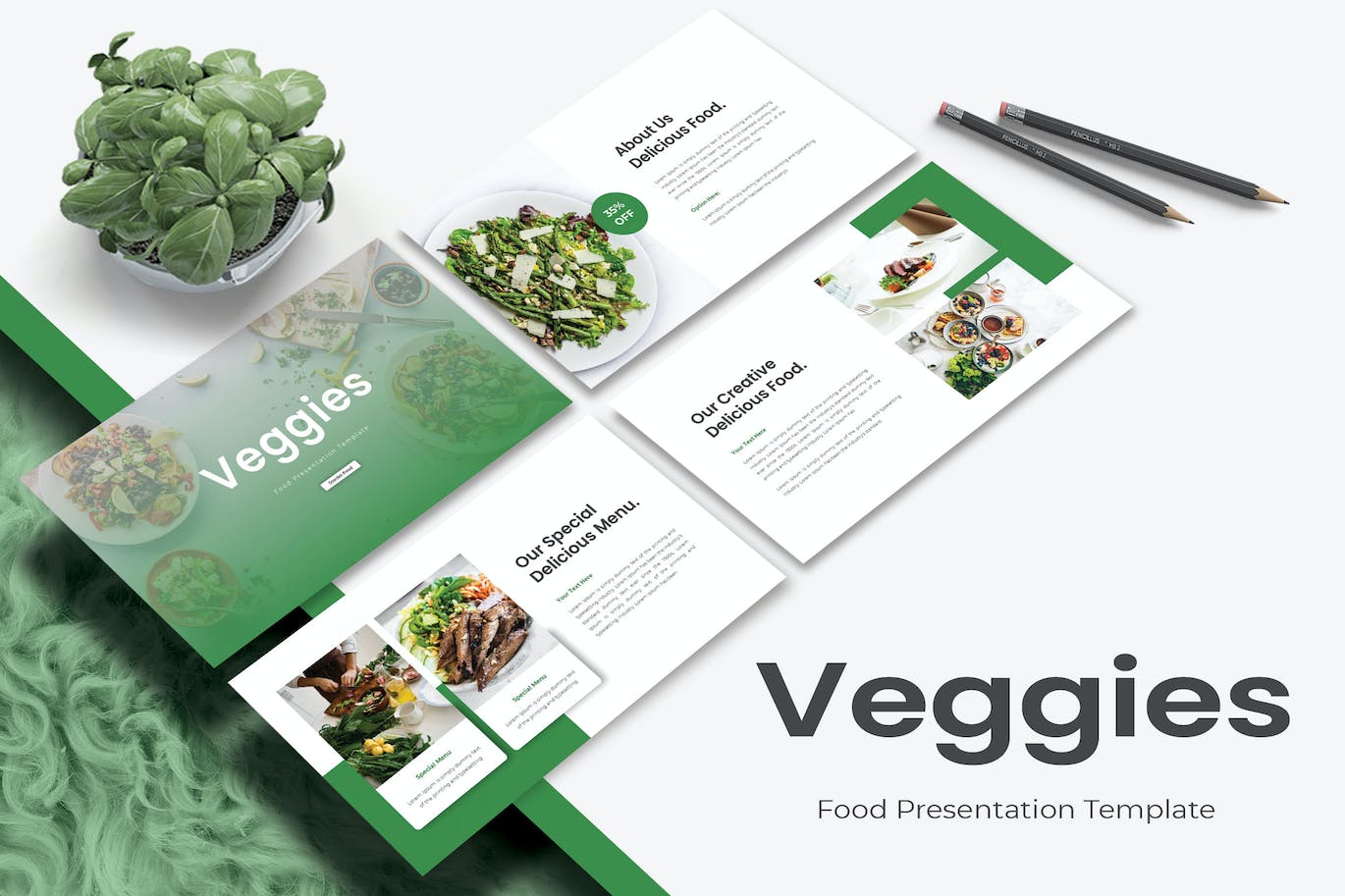 绿色健康蔬菜食品Keynote创意模板 VEGGIES Keynote Template