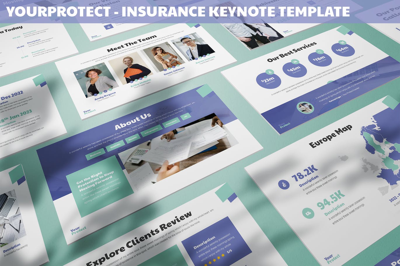 保险业务Keynote创意模板 Yourprotect – Insurance Keynote Template