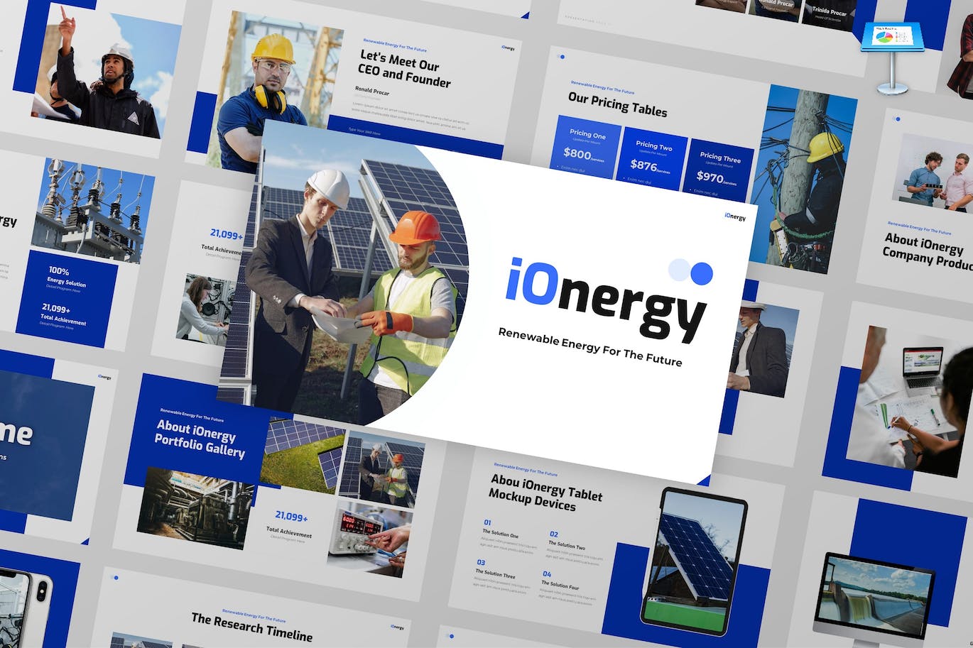 可再生能源推广Keynote幻灯片素材 Ionergy – Smart Energy Keynote Template