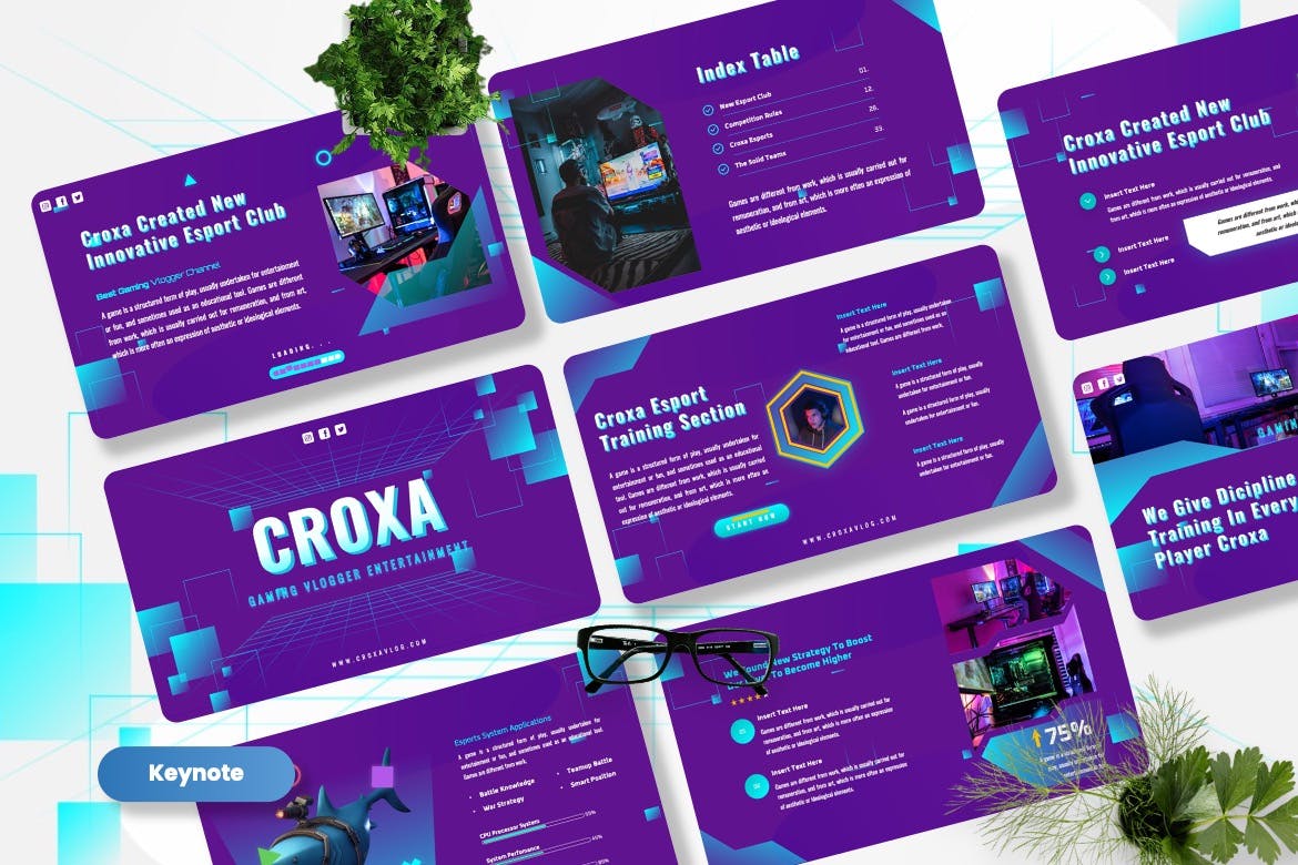 游戏电竞Keynote幻灯片设计模板 Croxa – Gaming Esports Keynote Template