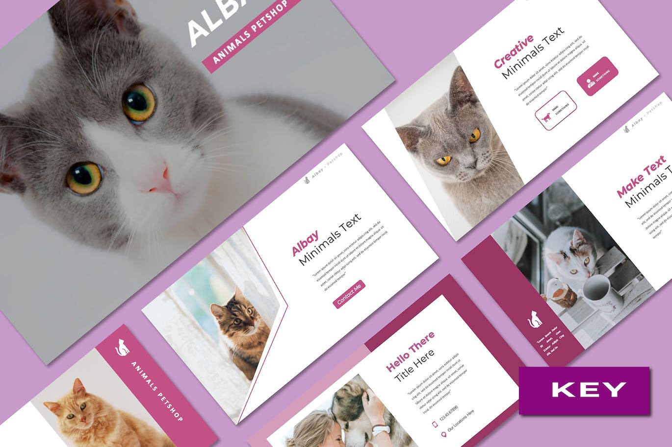 宠物种类介绍Keynote幻灯片演示文稿模板 Albay Petshop Keynote