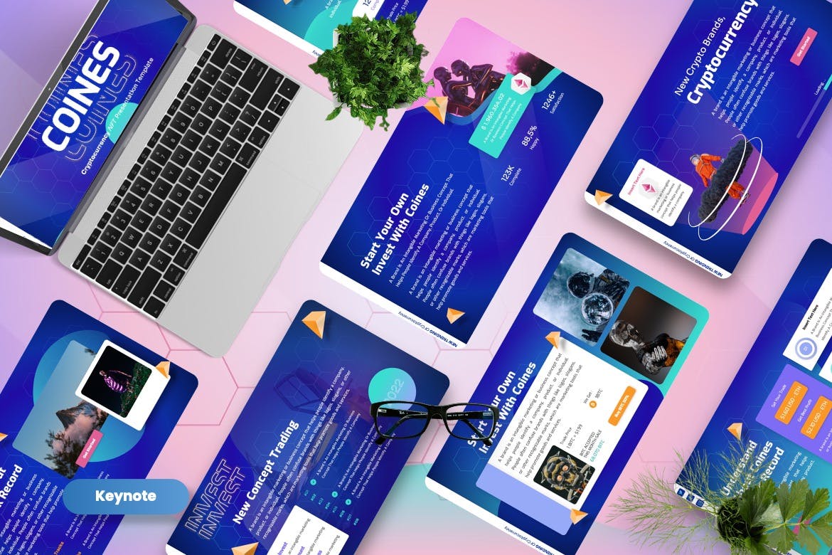 加密货币Keynote幻灯片模板素材 Coines – Cryptocurrency Keynote Templates