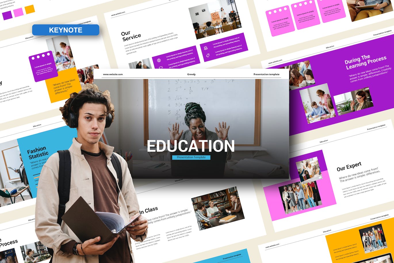 现代创新教育主题Keynote幻灯片模板素材 Education Keynote Template