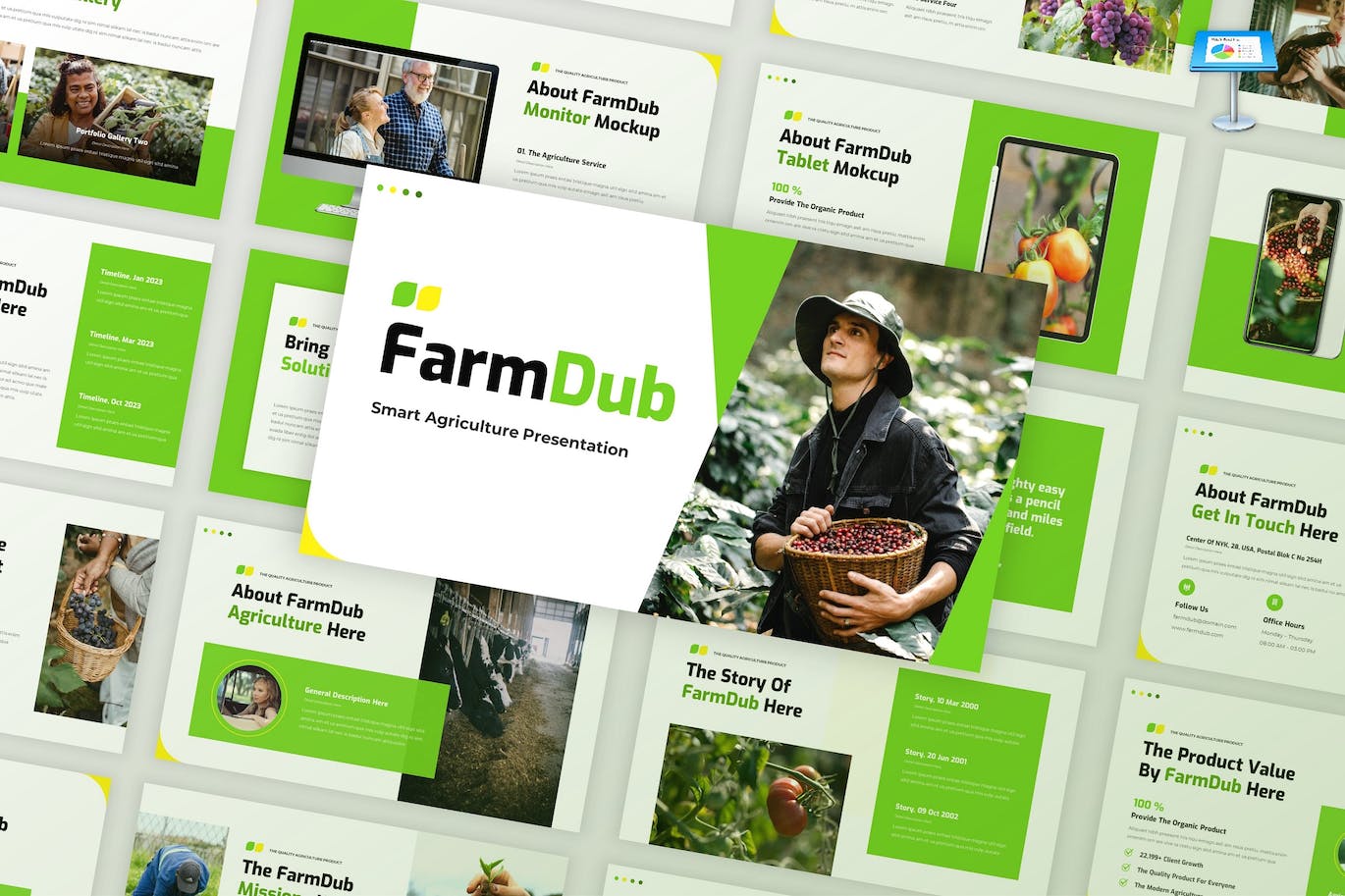 农业概况简介Keynote幻灯片素材 FarmDub – Agriculture Profile Keynote Template