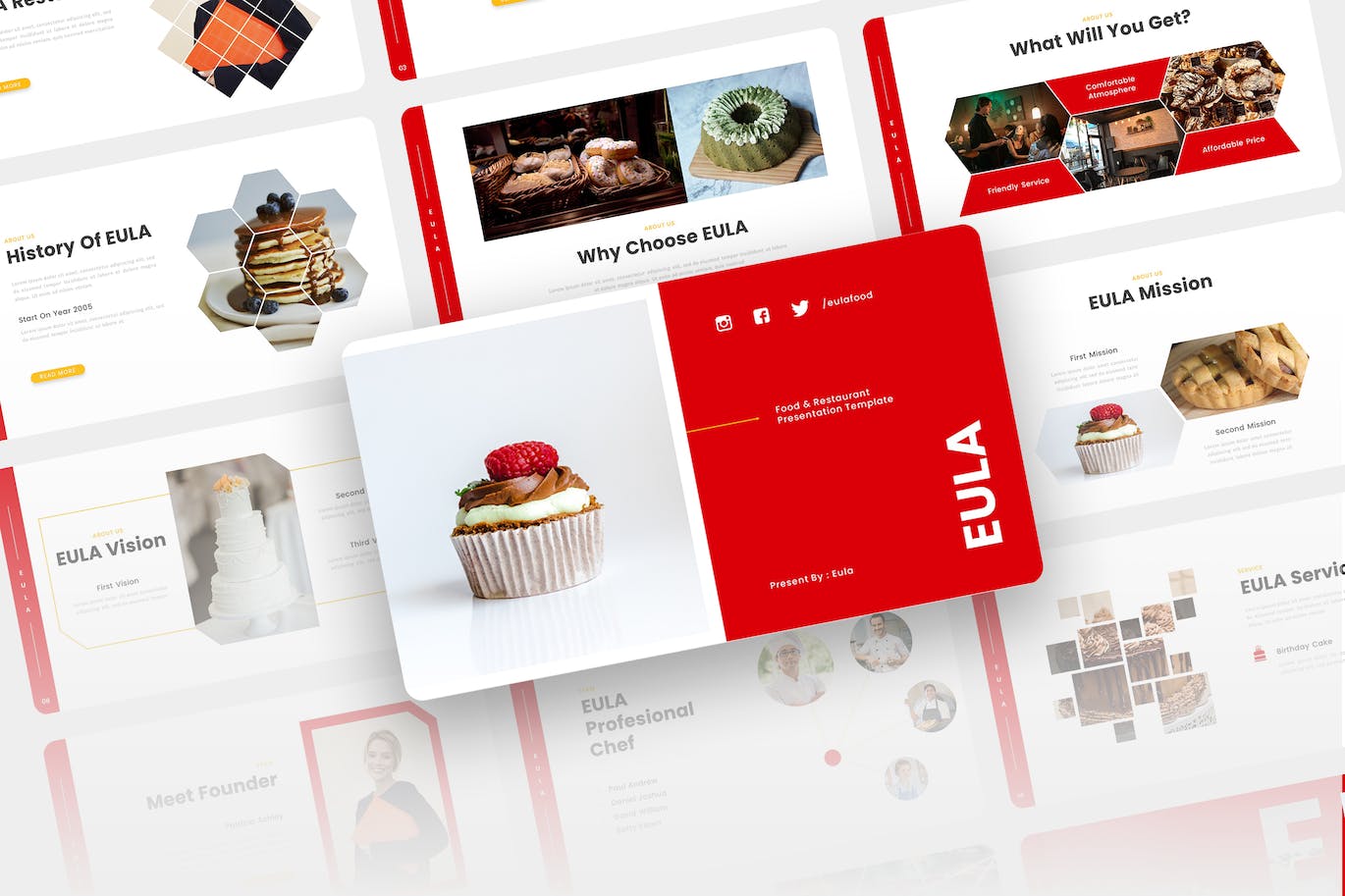 食品和餐厅Keynote幻灯片模板下载 Eula – Food And Restaurant Keynote Template