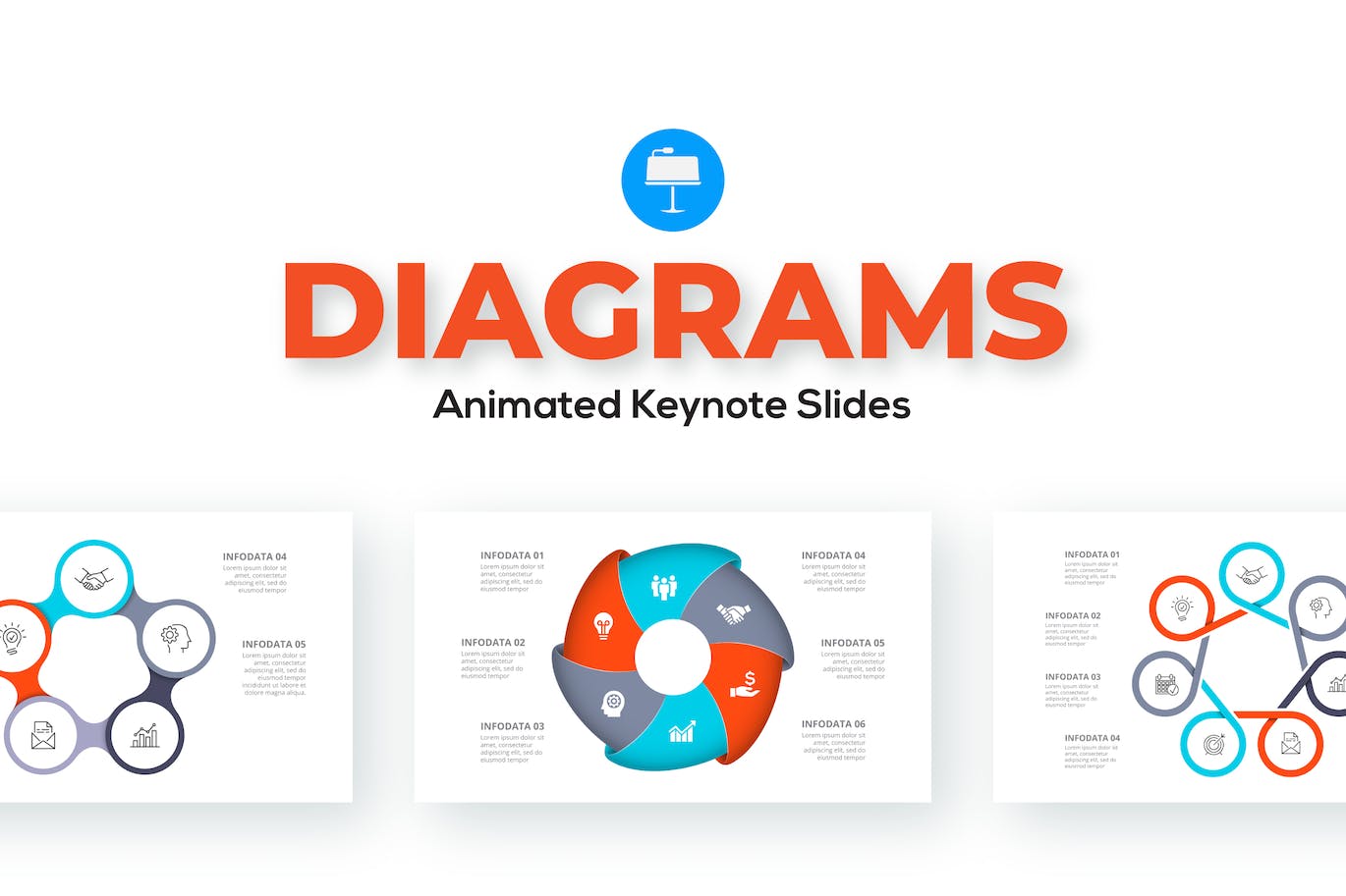 动画图表Keynote幻灯片演示模板 Diagrams Animated Keynote Infographics