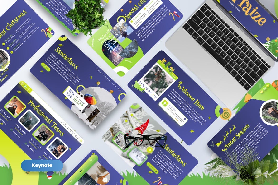 冬季主题Keynote幻灯片演示模板 Fraize – Winter Season Keynote Templates