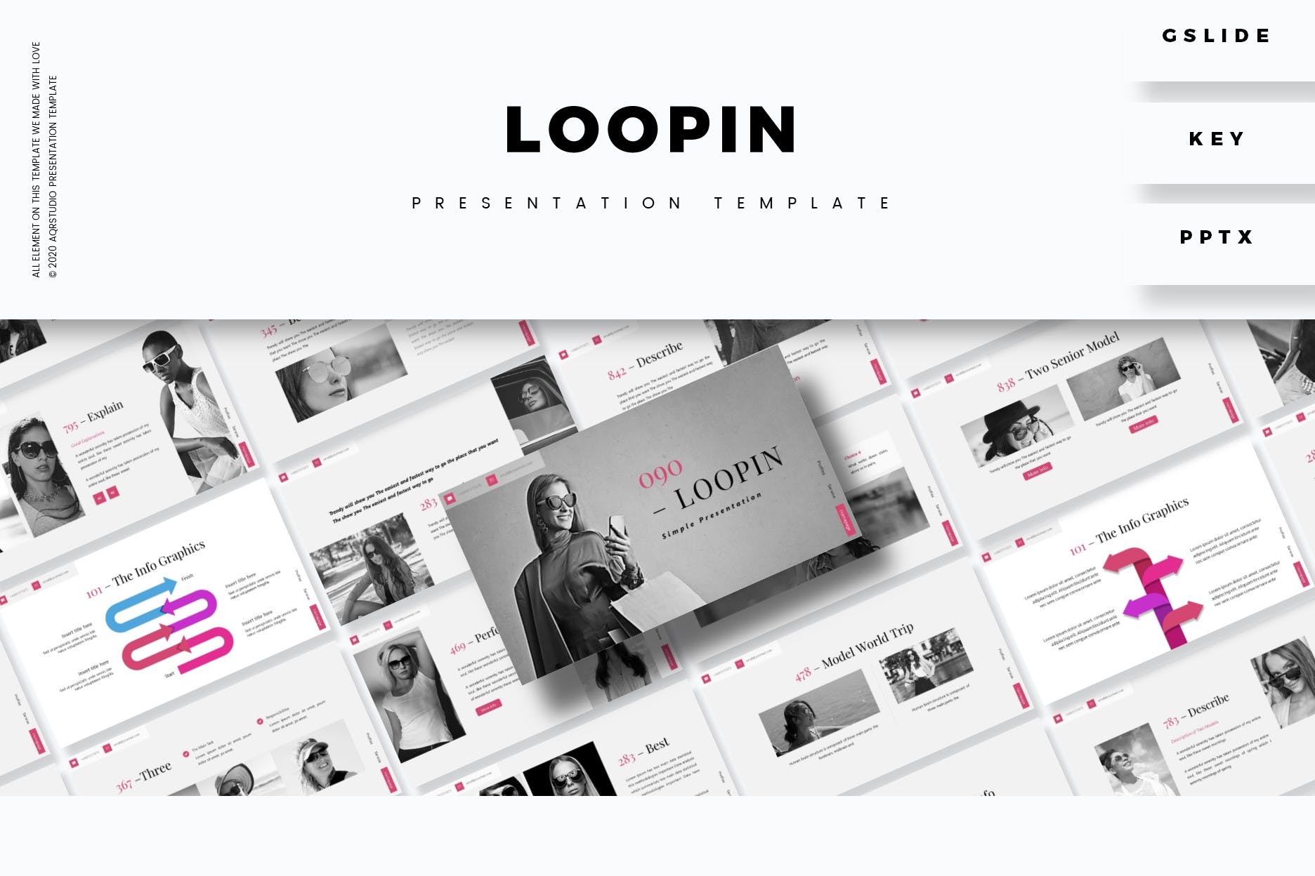 彩色数据图表商务演示PPT模板合集 Loopin – Presentation Template