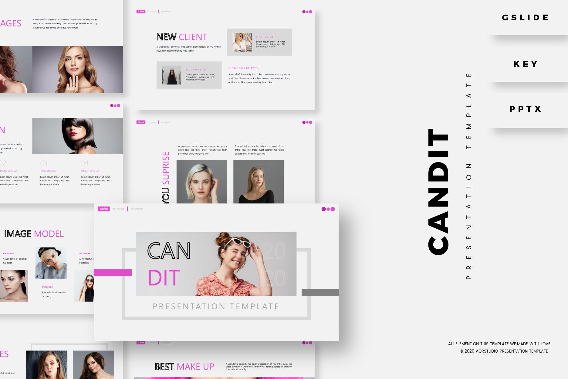 女性主题元素设计PPT个人演示模板 Candit – Presentation Template