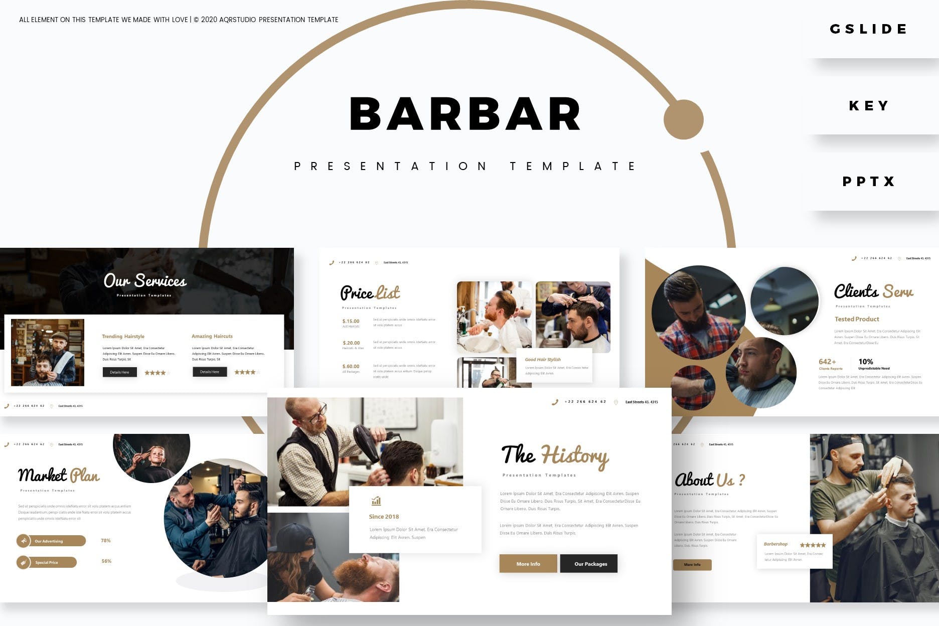 美发沙龙宣传PPT幻灯片模板合集 Barbar – Presentation Template