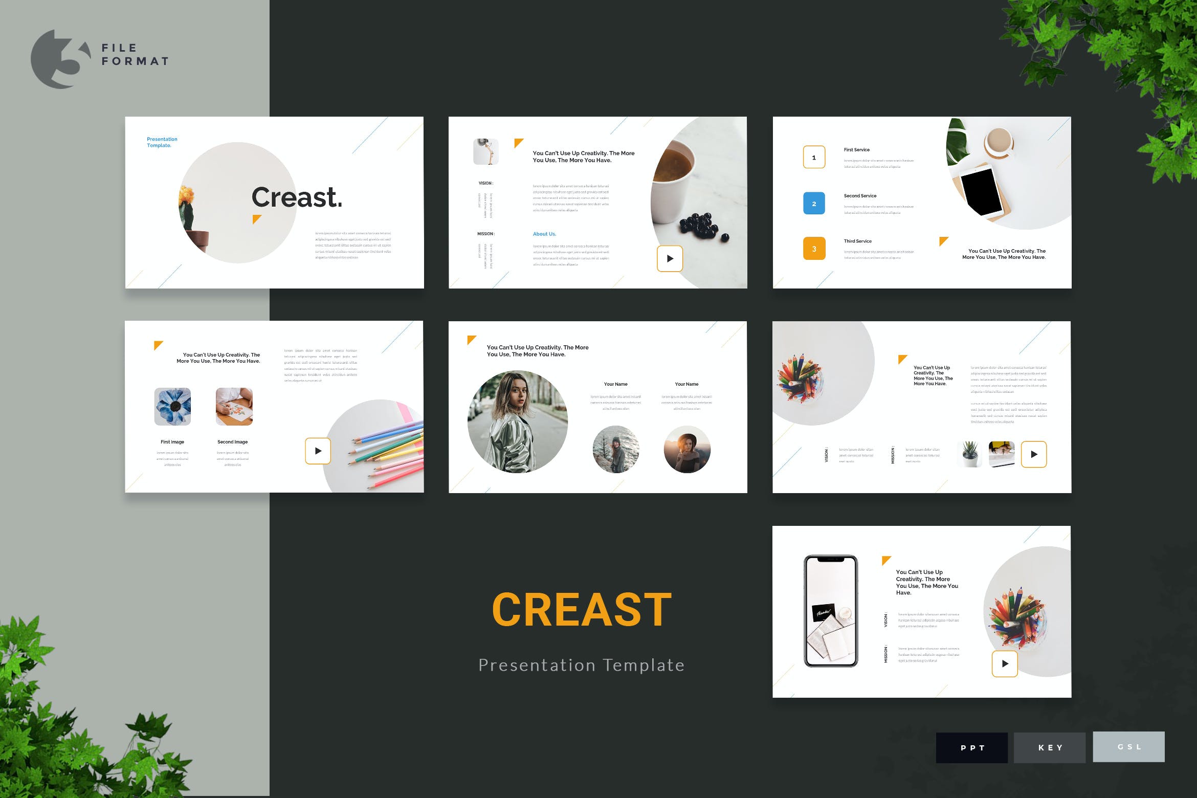 多用途个人演讲/商务展示幻灯片PPT模板 Creast – Creative Presentation Template