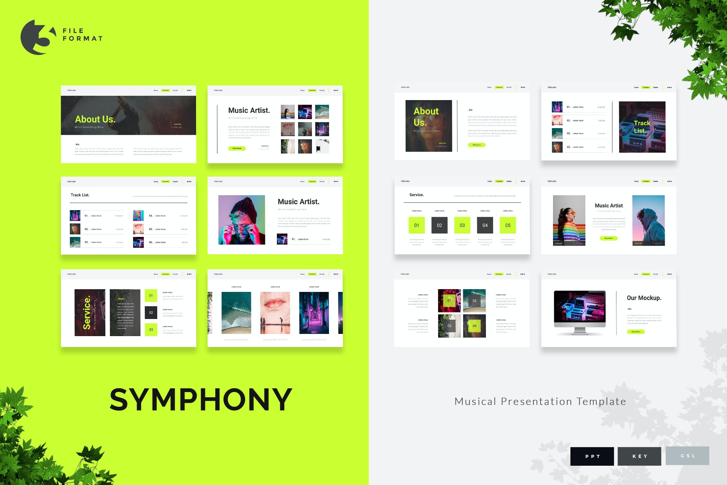 商业营销业务宣传PPT演示幻灯片模板 Symphony – Musical Presentation Template