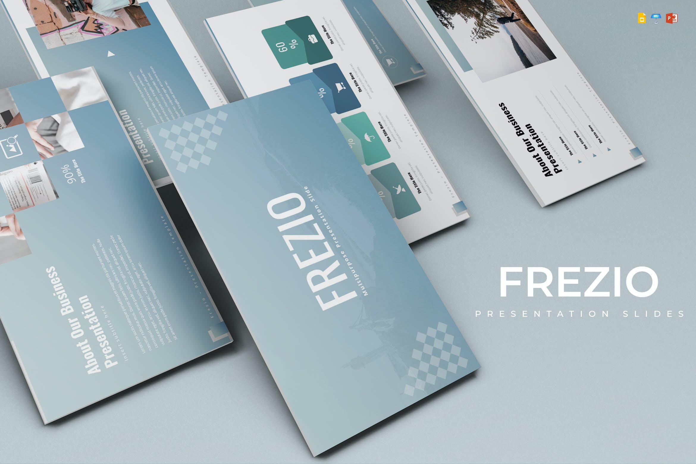 个人作品集PPT/Keynote/谷歌幻灯片三合一模板 Frezio – Presentation Template