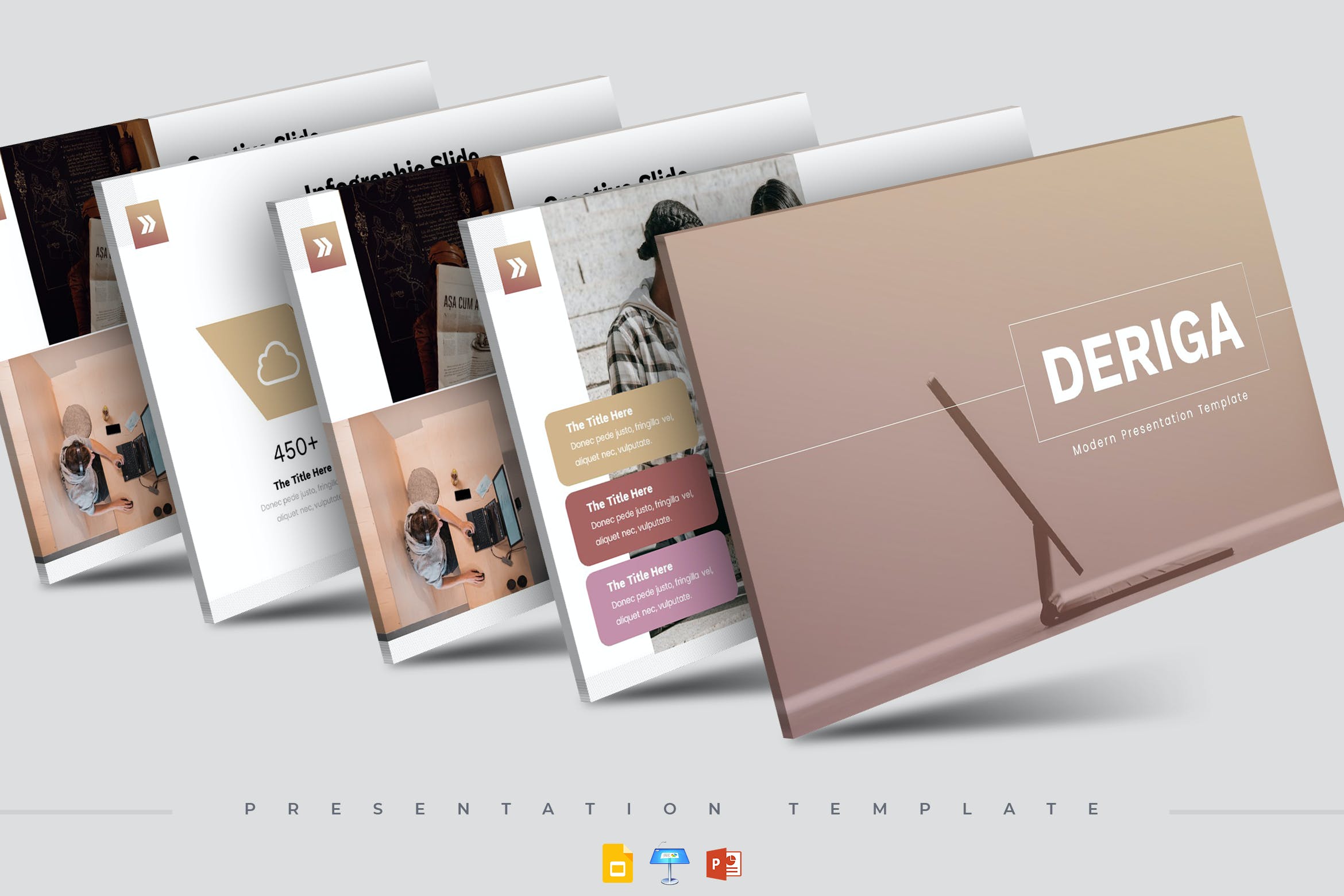 现代创意PPT/Keynote/谷歌幻灯片三合一模板 Deriga – Presentation Template