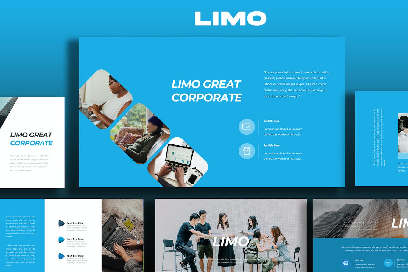 商业竞争与市场份额演示Keynote模板 Limo Business Keynote