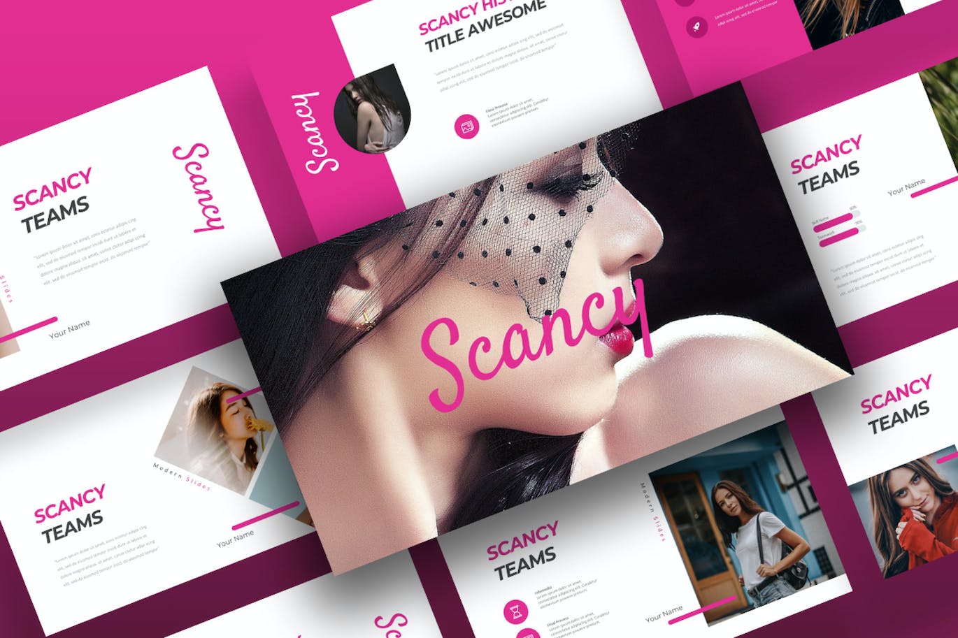 时尚排版设计Keynote幻灯片演示文稿模板 Scancy Fashion Keynote