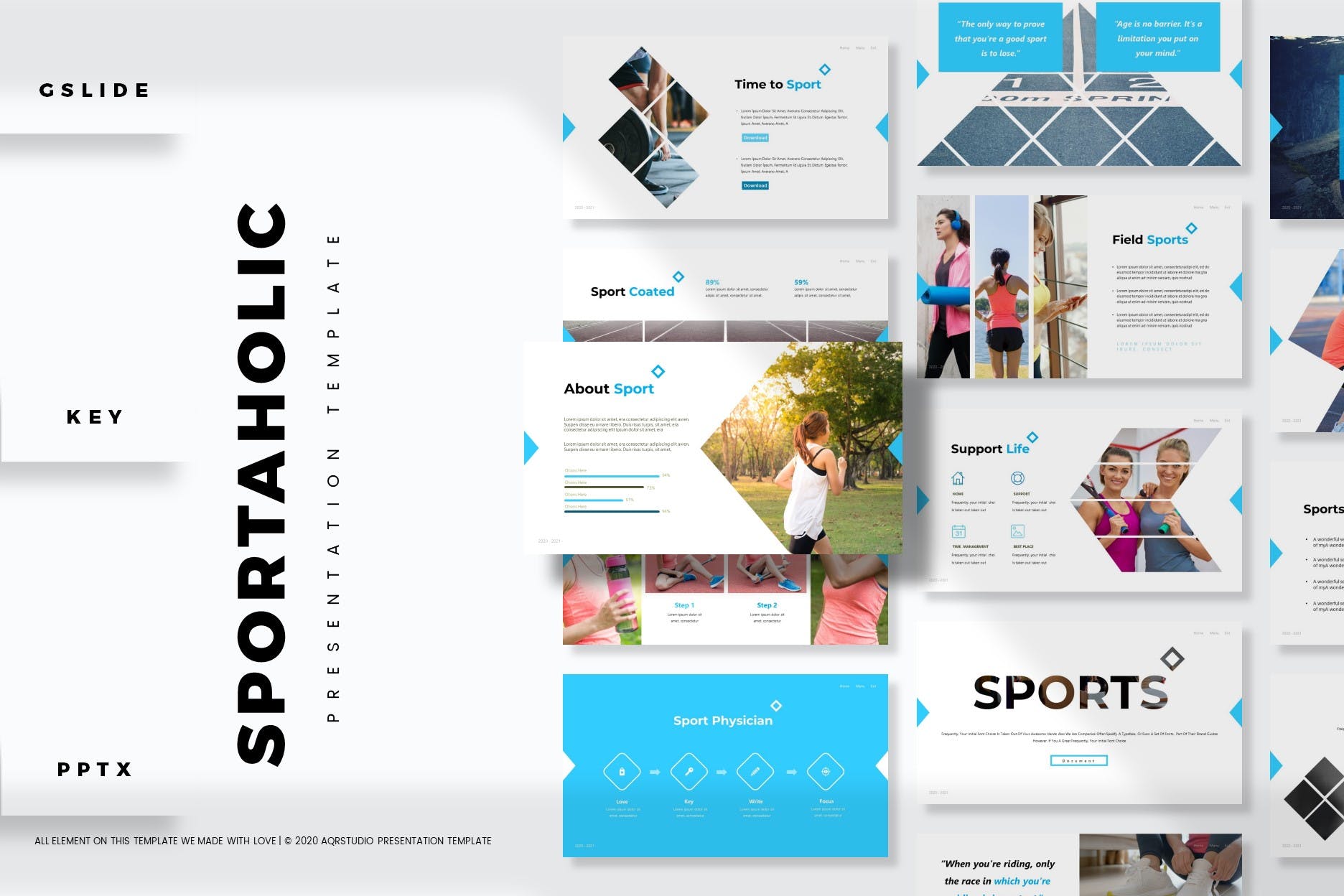健康运动PPT/Keynote/谷歌幻灯片三合一模板 Sportaholic – Presentation Template
