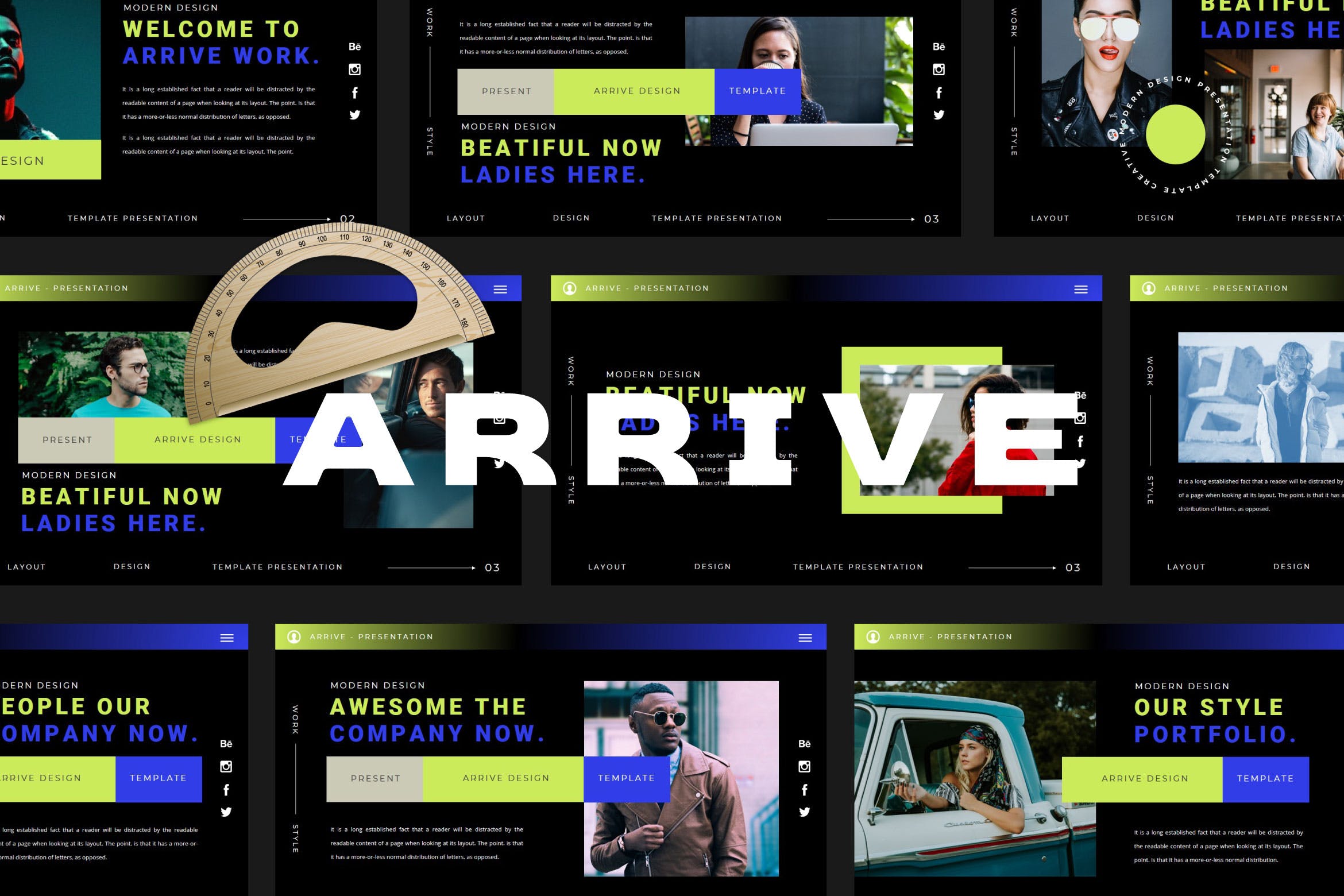 暗黑深色风格幻灯片模板合集 ARRIVE Bundle Presentation Template