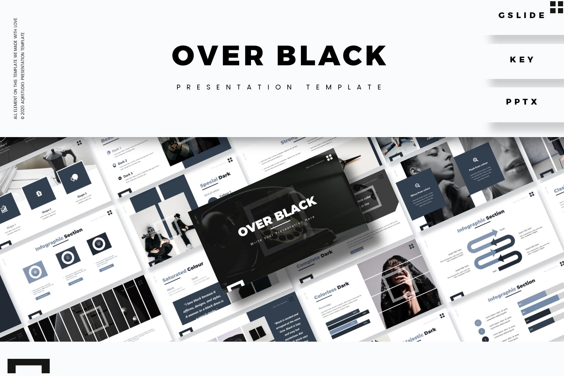 深色风格PPT/Keynote/谷歌幻灯片三合一模板 Over Black – Presentation Template