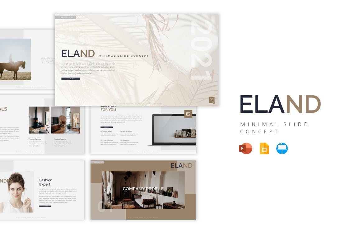 工作汇报Gslide/Keynote/PPT幻灯片三合一模板 Eland – GSLIDE KEY PPTX TEMPLATE