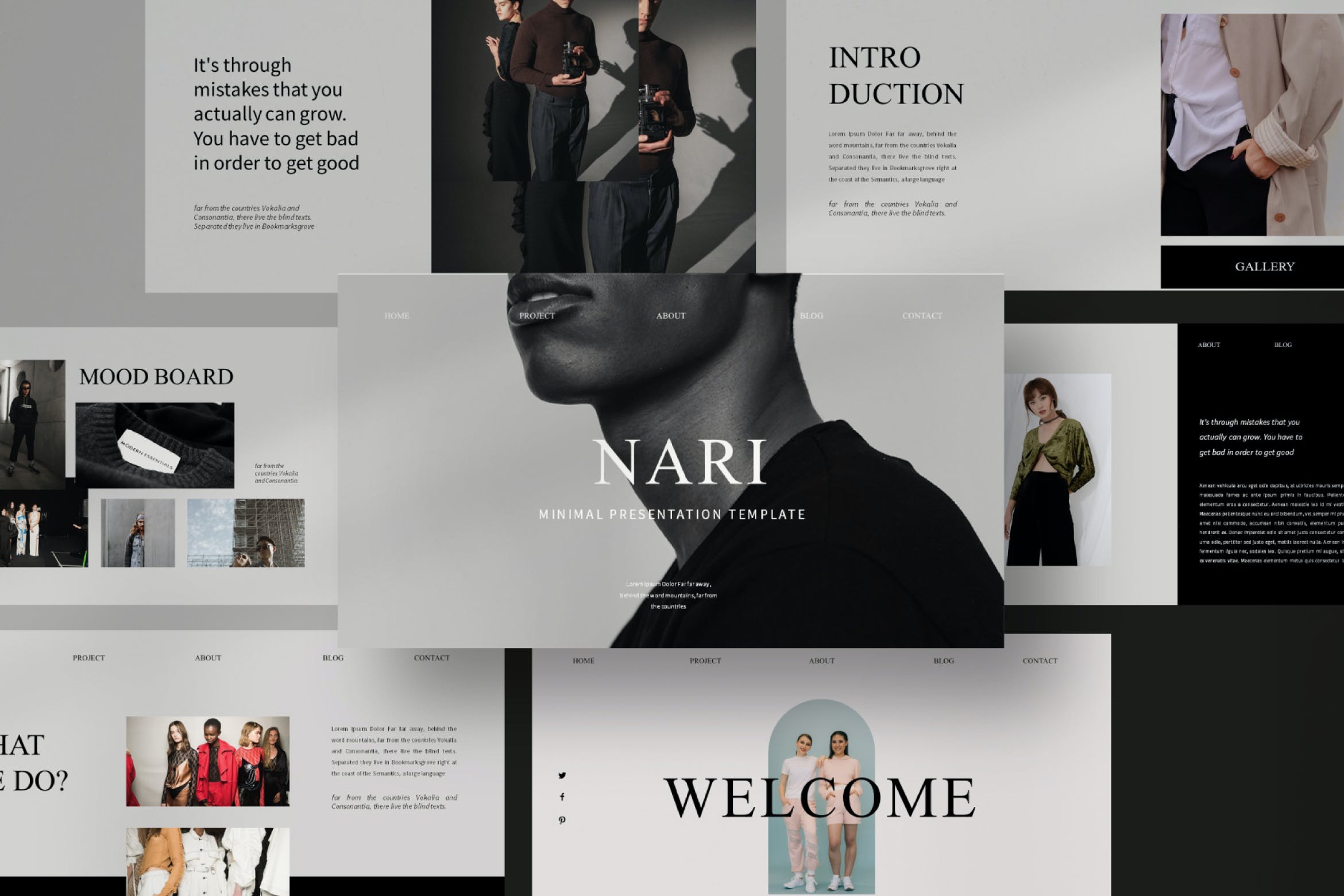 服装品牌介绍幻灯片模板合集 NARI Minimal Bundle Presentation Template