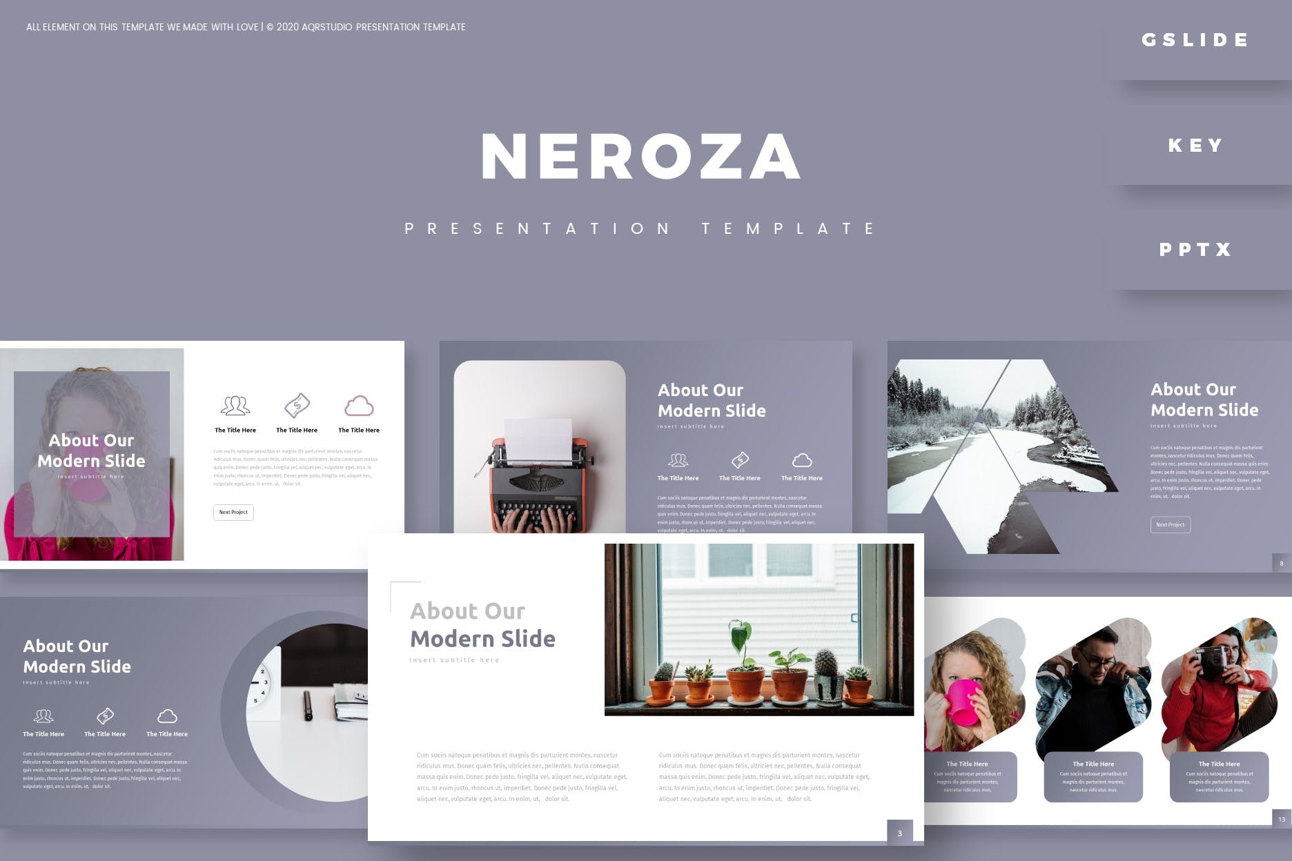 摄影作品PPT/Keynote/谷歌幻灯片三合一模板 Neroza – Presentation Template