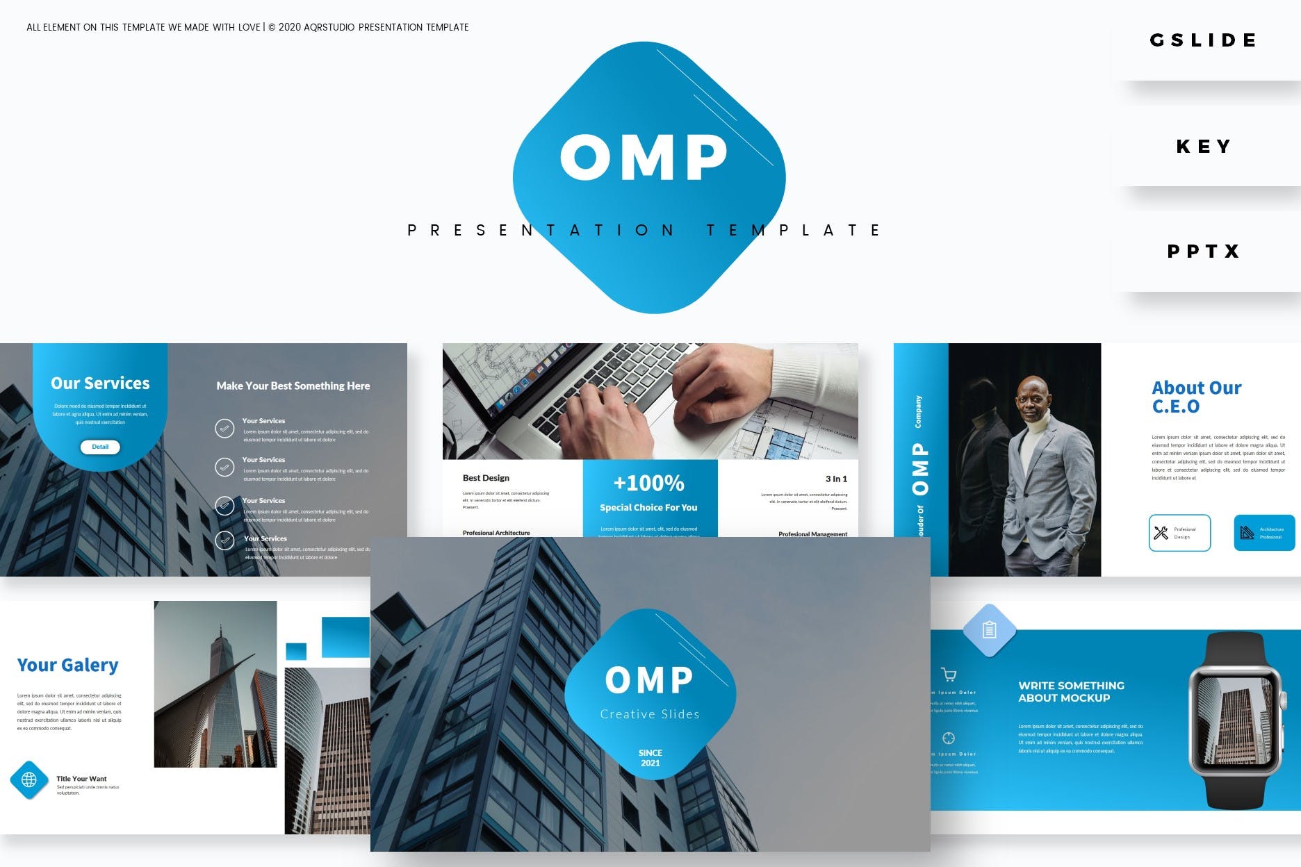 房地产建筑PPT/Keynote/谷歌幻灯片三合一模板 OMP – Presentation Template