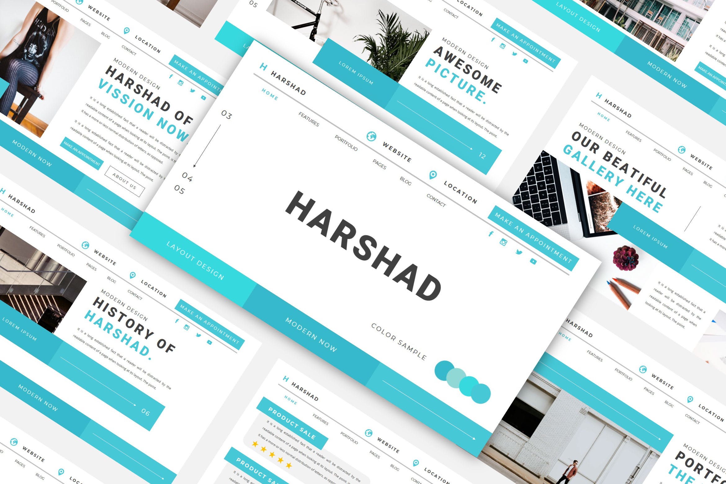简约现代设计幻灯片模板合集 HARSHAD Bundle Presentation Template