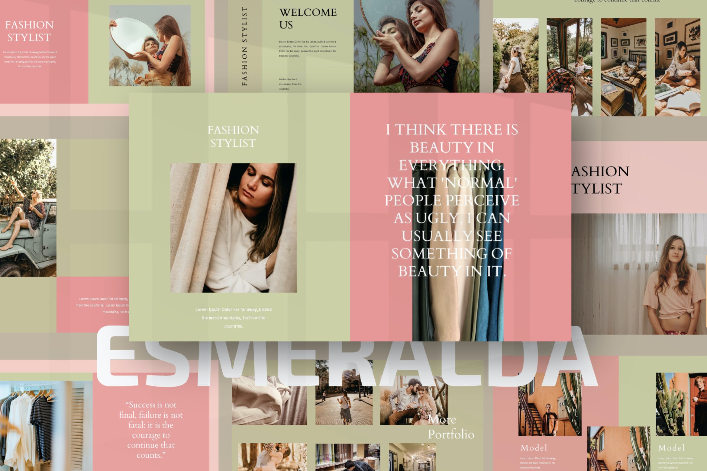 女性时尚幻灯片模板合集 Esmeralda Bundle Presentation Template