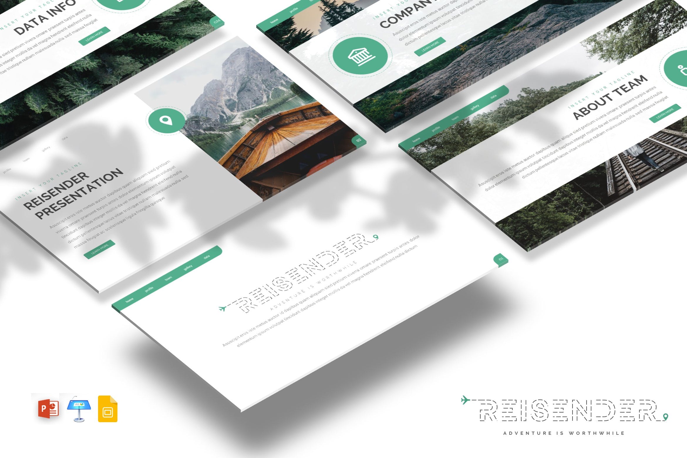 户外旅行PPT/Keynote/谷歌幻灯片三合一模板 Reisender – Travel Agency PPTX / GSlides / Key