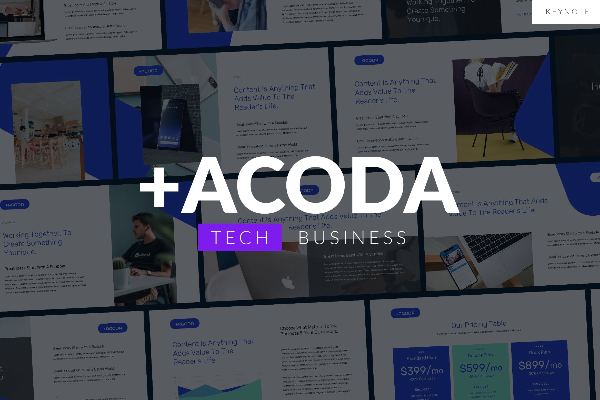 科技业务Keynote幻灯片演示模板 ACODA – Tech Business Keynote Template