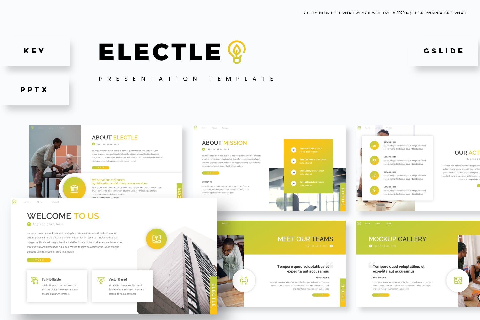 企业培训管理PPT/Keynote/谷歌幻灯片三合一模板 Electle – Presentation Template