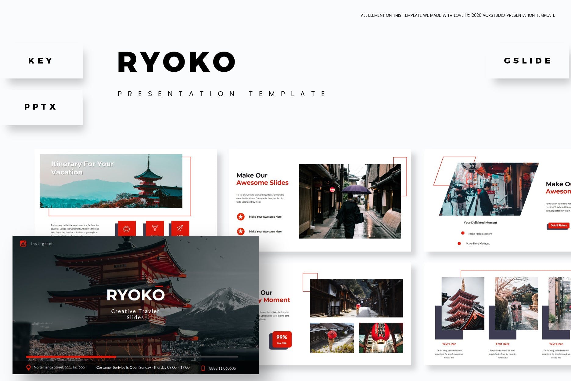 公司/企业宣传PPT/Keynote/谷歌幻灯片三合一模板 Ryoko – Presentation Template
