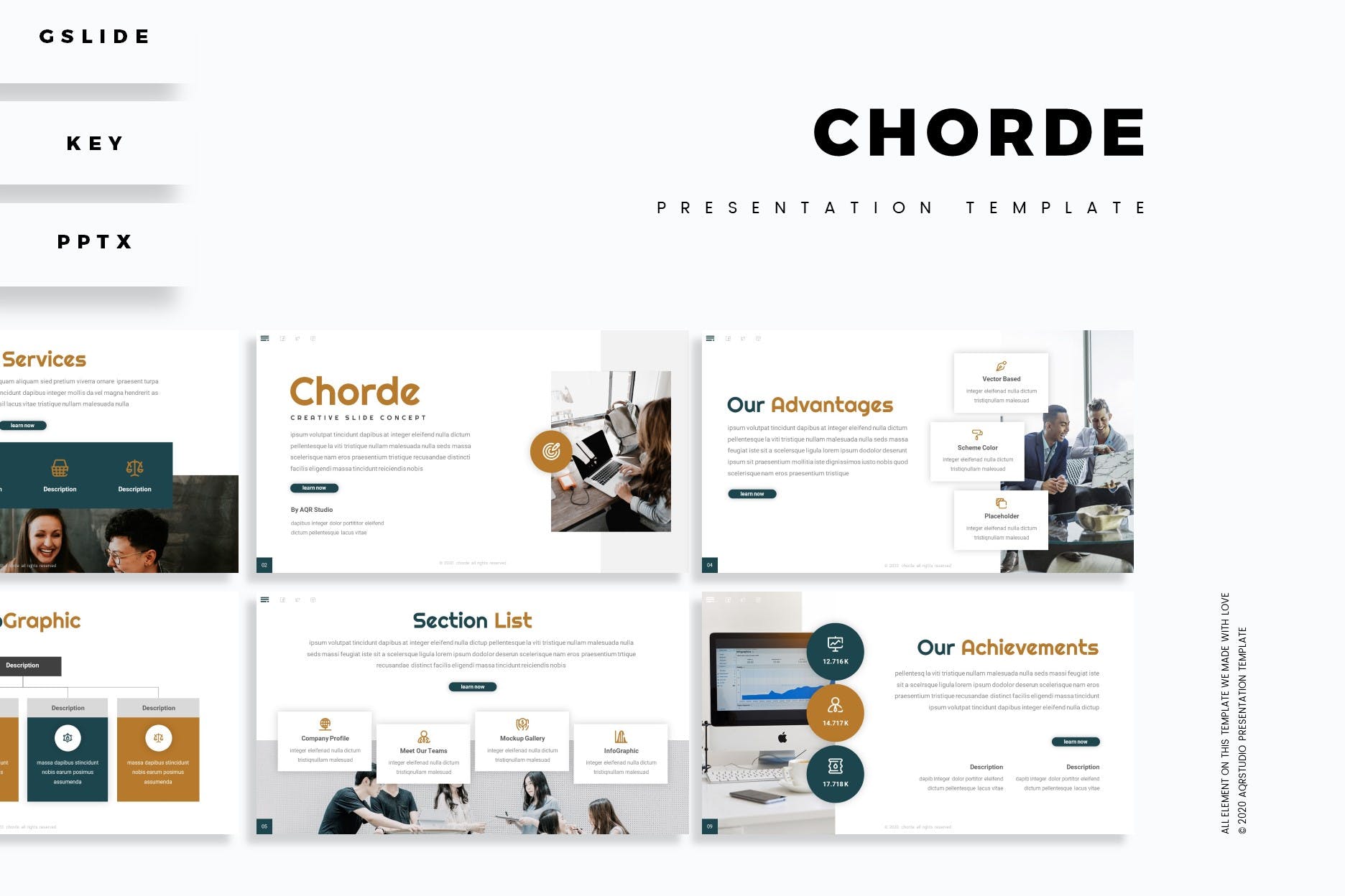 企业年度报告PPT/Keynote/谷歌幻灯片三合一模板 Chorde – Presentation Template