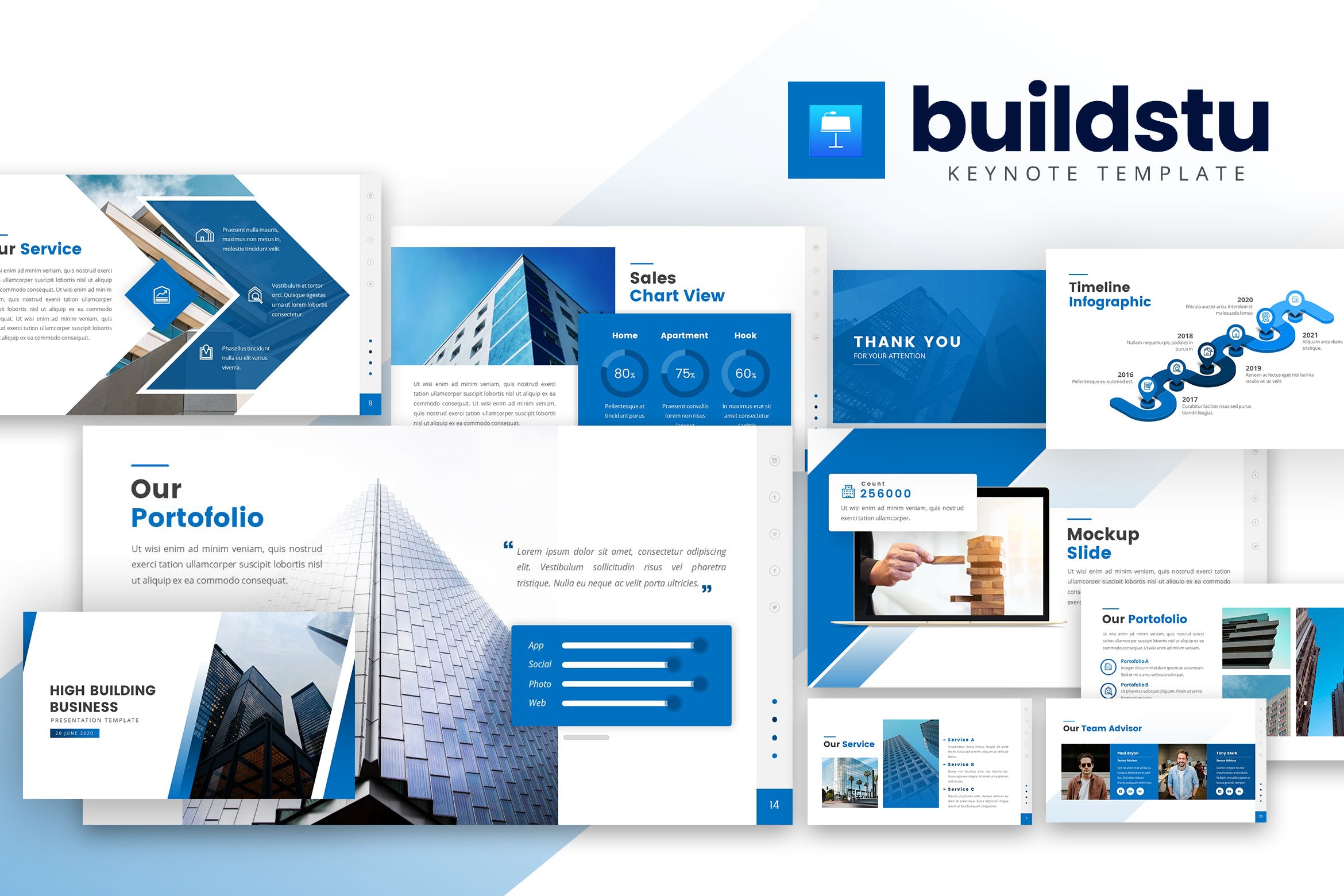 高级写字楼物业管理/租赁服务公司介绍Keynote幻灯片模板 Buildstu – Business Keynote Template