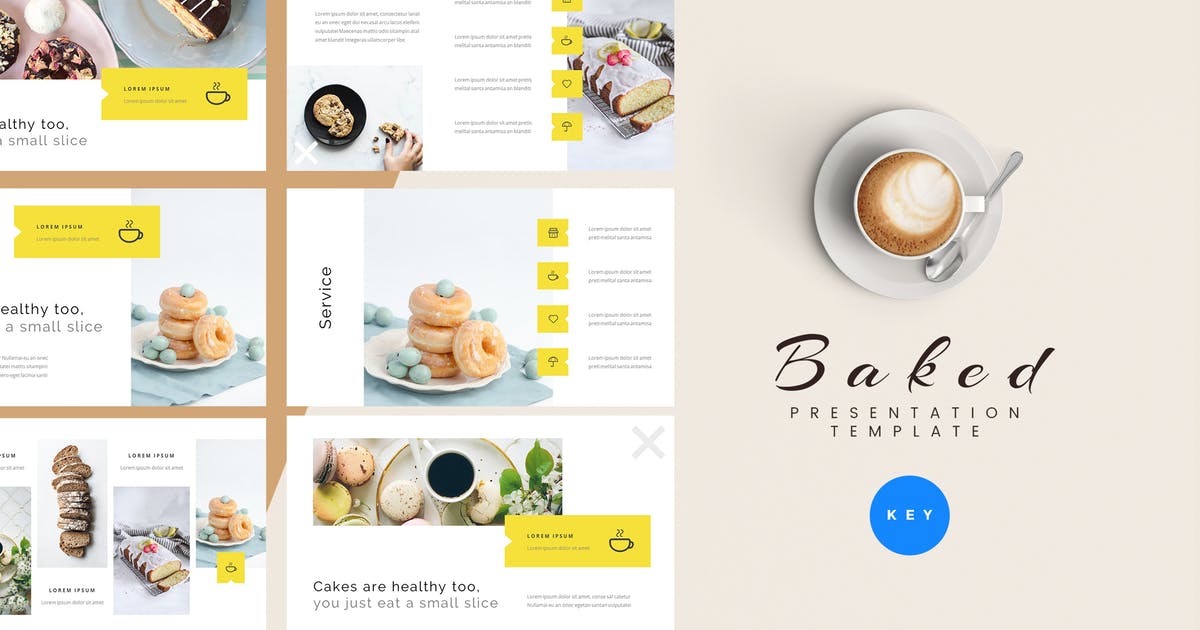 甜品烘焙课程演讲Keynote幻灯片模板 Baked – Bakery Keynote Presentation Template