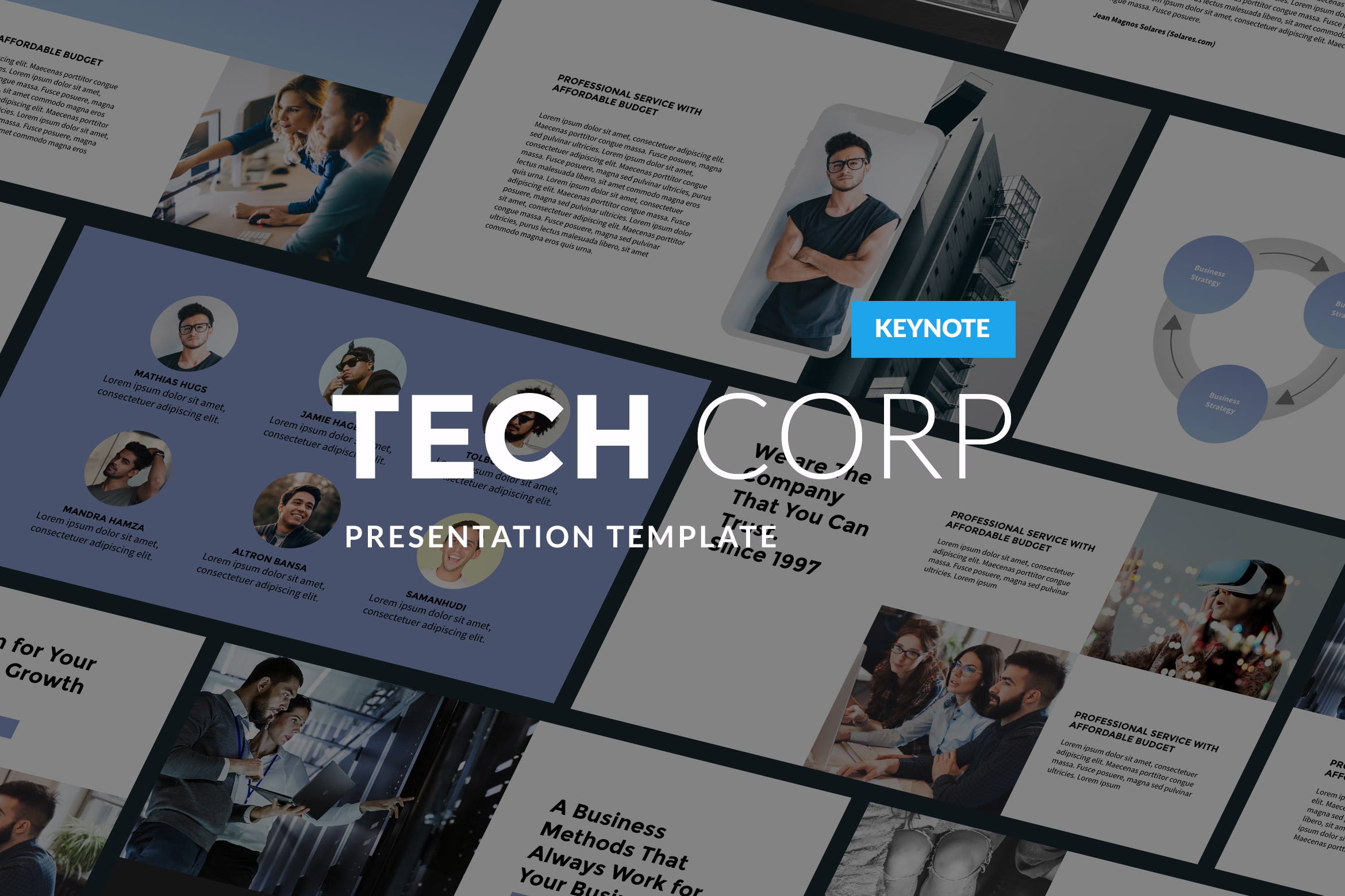 高科技公司会议演讲Keynote幻灯片设计模板  Tech Corp – Modern Keynote Template