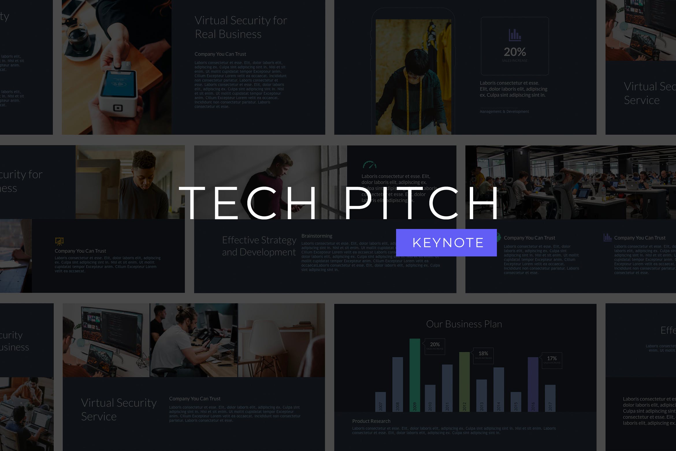 多用途公司简介企业宣传Keynote幻灯片模板 Tech Pitch – Keynote Template
