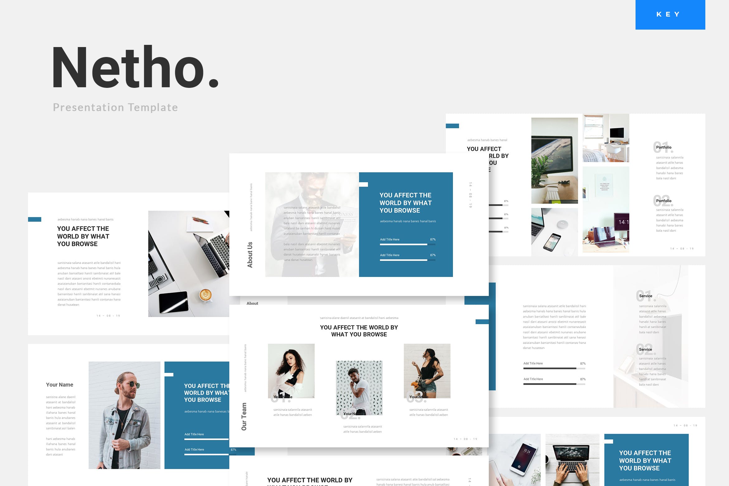 网络科技公司/项目路演Keynote幻灯片模板 Netho – Networking Technology Keynote Template