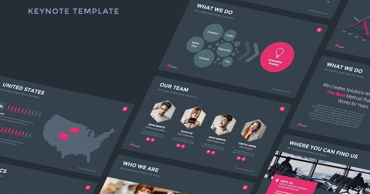 产品信息演示图标Keynote幻灯片模板合集  Sante – Keynote Template