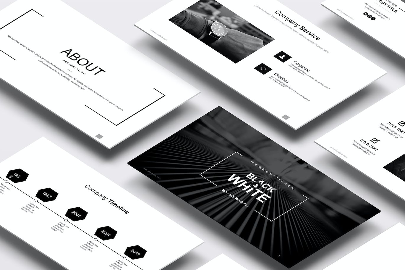 黑白极简排版设计ppt模板