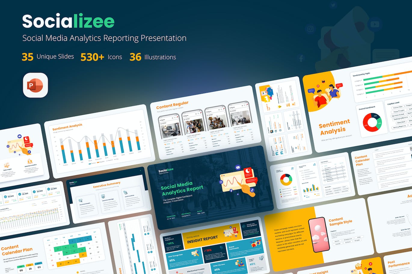 社交媒体分析报告PPT模版