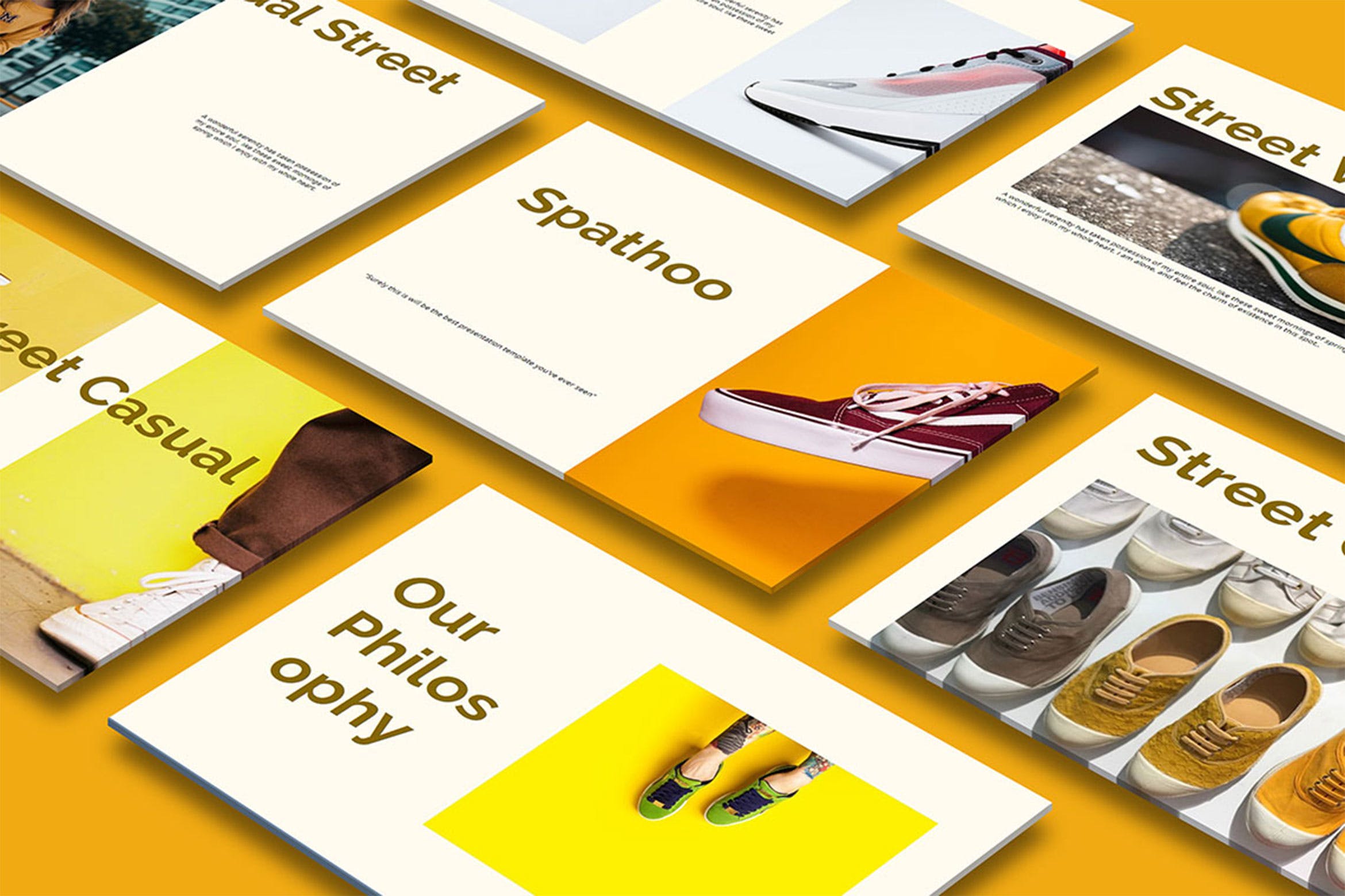 时尚潮鞋产品展示Keynote幻灯片模板下载 Spathoo – Fashion Keynote Presentation