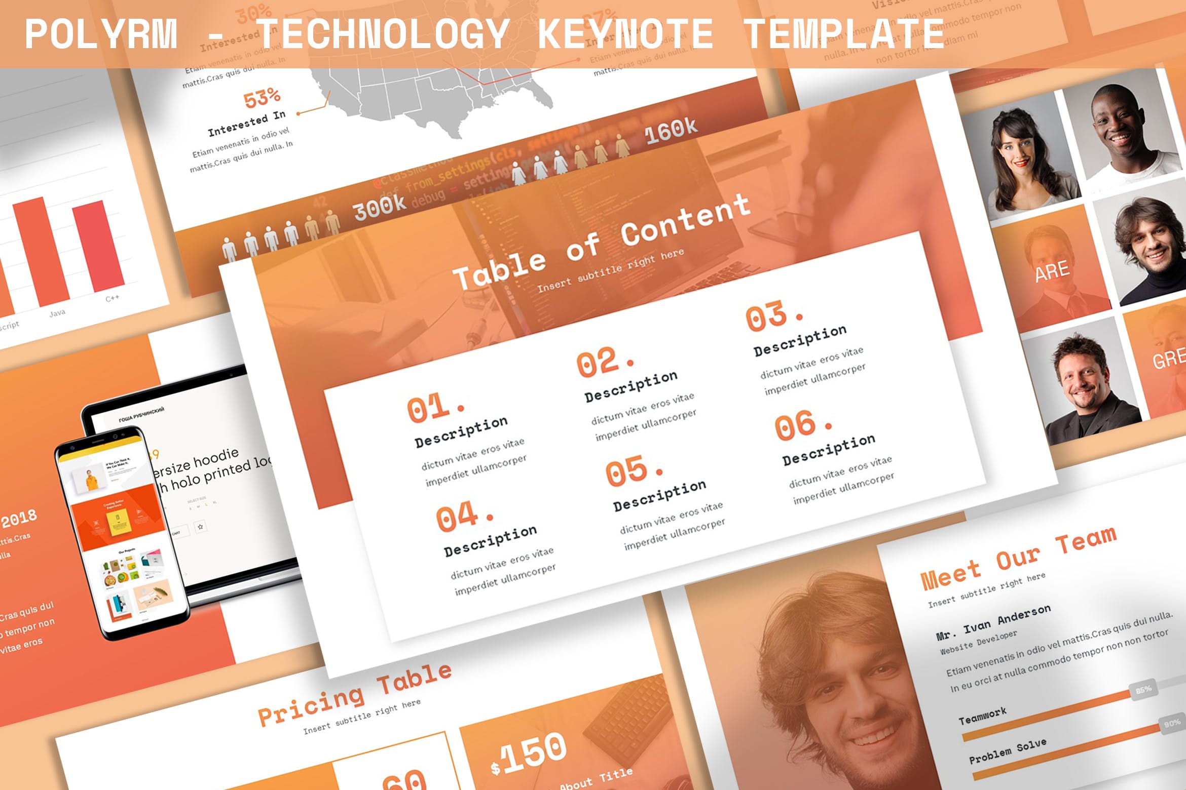 科技企业团队介绍Keynote幻灯片模板下载 Polyrm – Technology Keynote Template