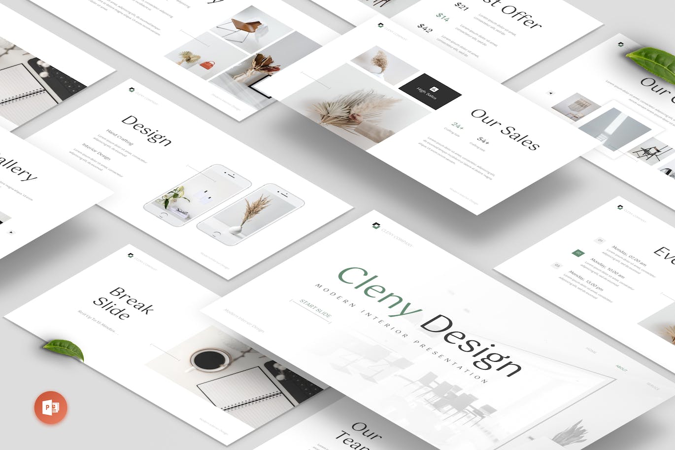 干净的现代室内设计ppt模板