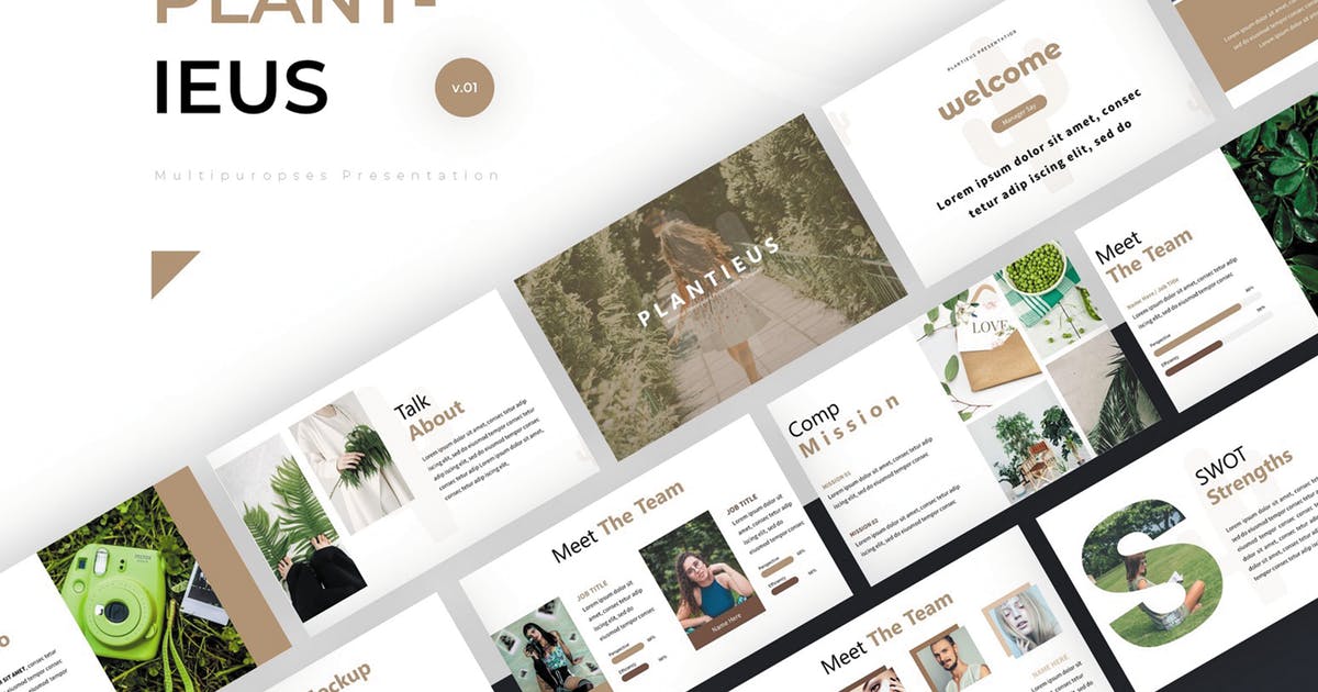 绿色植物学品类演示Keynote模板 Plantieus – Keynote Template