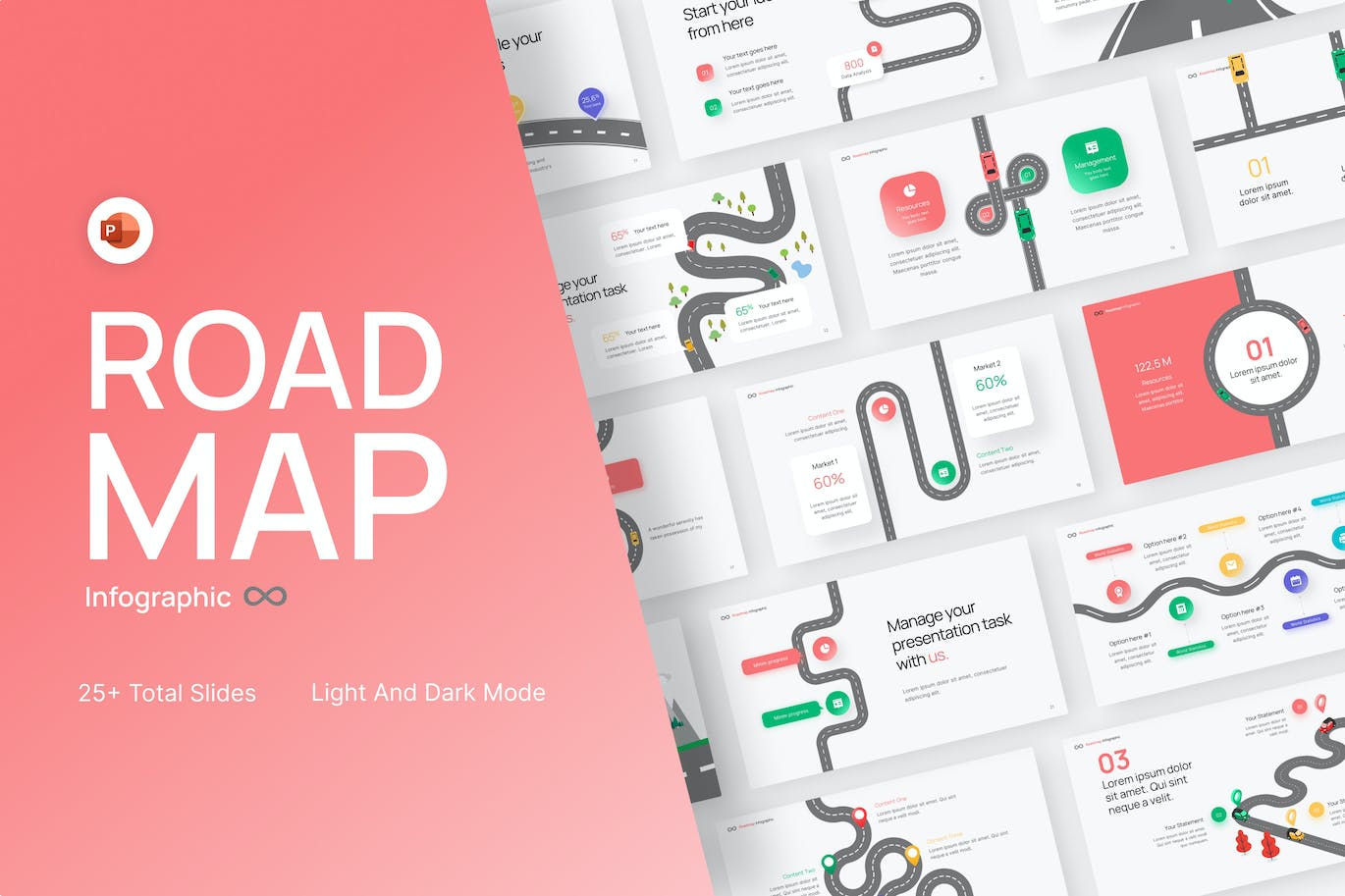 路线图信息图表ppt模板