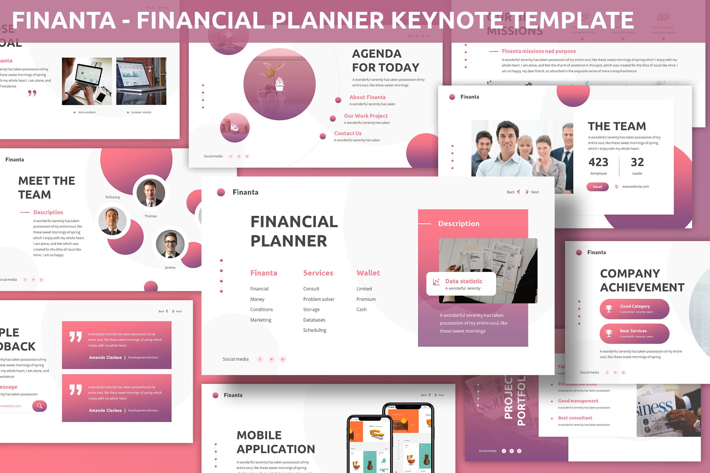 金融财务规划Keynote幻灯片设计模板 Finanta – Financial Planner Keynote Template