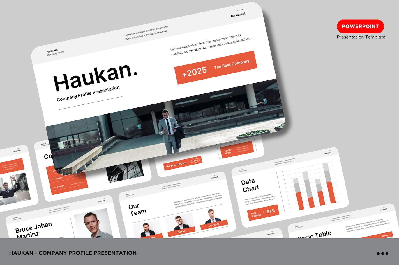 白色 红色 极简 公司简介介绍PPT模版